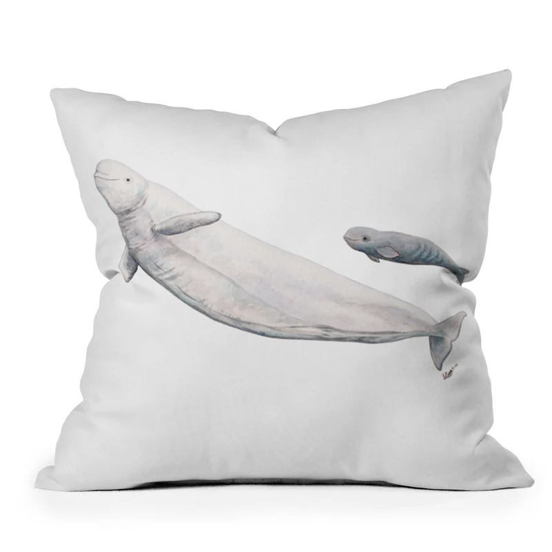 Beluga white whale Throw Pillow
