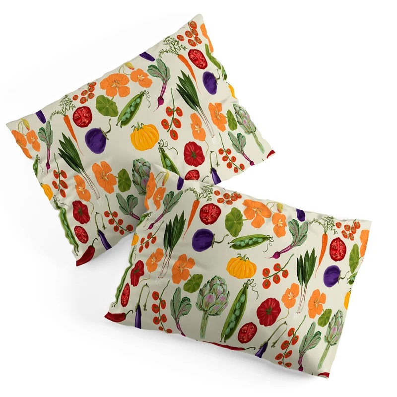 Colorful Garden Vegetables and Nasturtium Flowers Pillow Sham