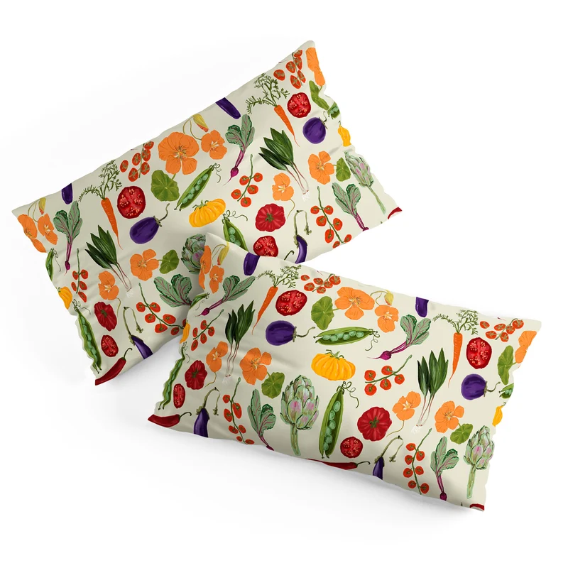 Colorful Garden Vegetables and Nasturtium Flowers Pillow Sham