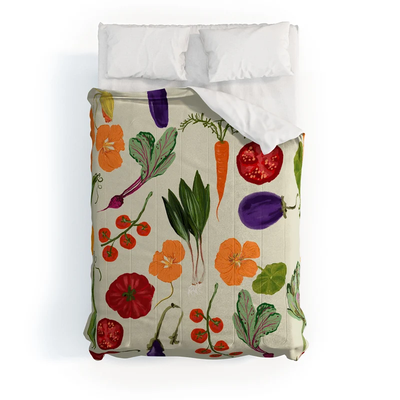 Colorful Garden Vegetables and Nasturtium Flowers Comforter