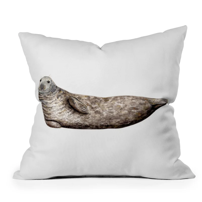 Grey seal Throw Pillow