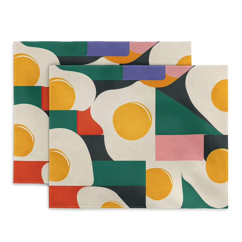 Playful Retro Abstract Eggs with Colorful Geometric Shapes Placemat