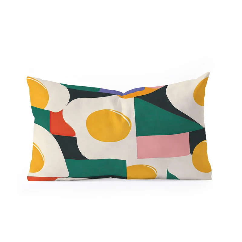 Playful Retro Abstract Eggs with Colorful Geometric Shapes Rectangular Pillow
