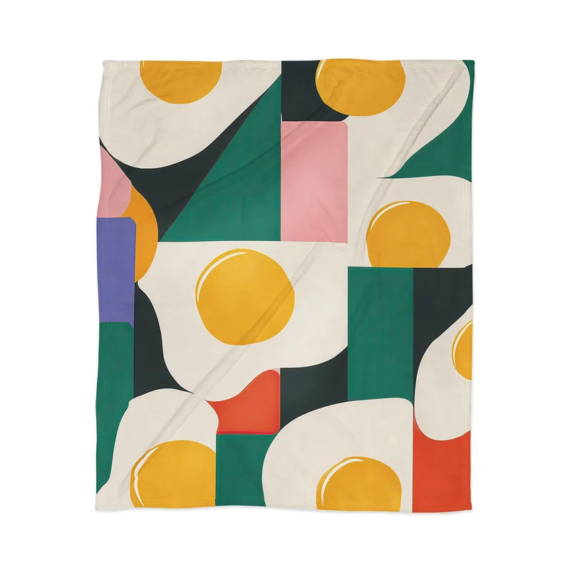 Playful Retro Abstract Eggs with Colorful Geometric Shapes Throw Blanket
