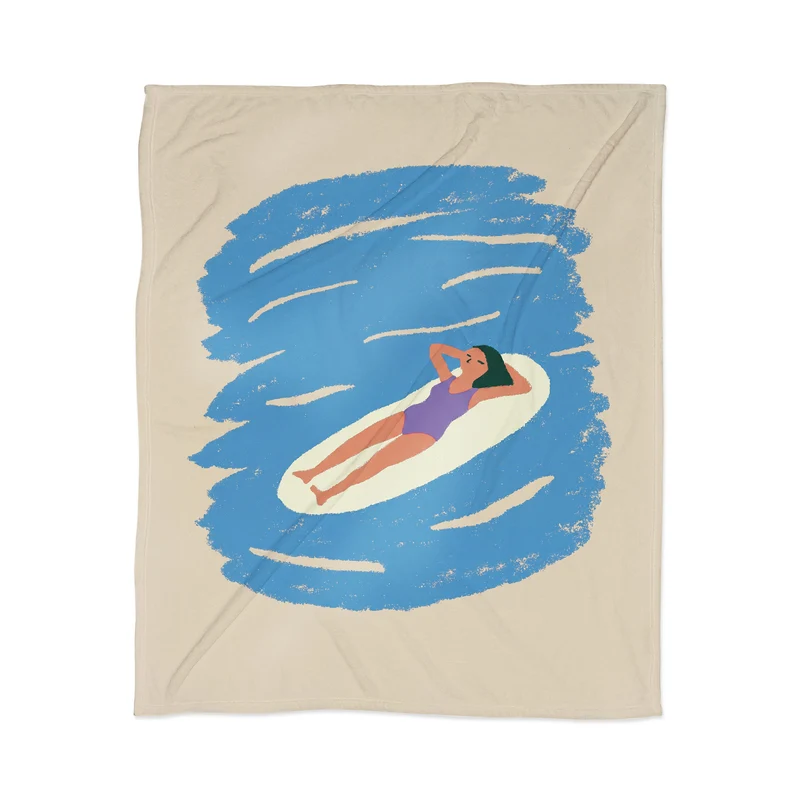girl relaxing on surfboard Throw Blanket