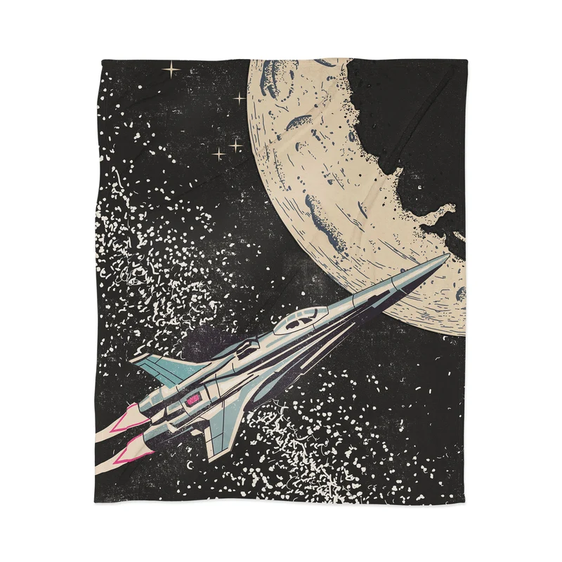 Retro Space Adventure Throw Blanket