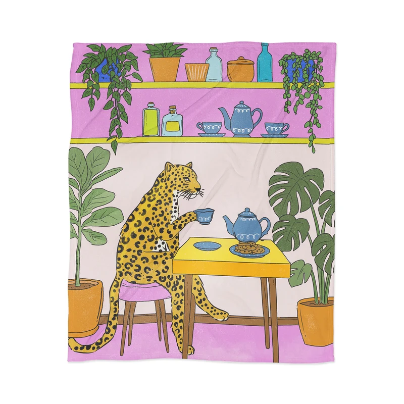 Leopard's Tea Time Throw Blanket