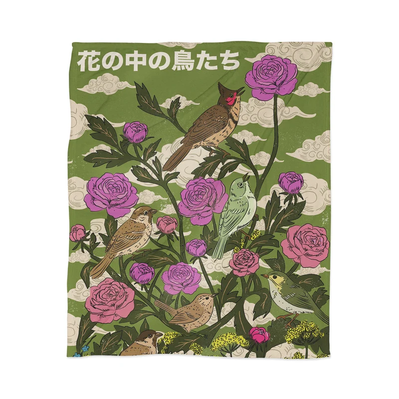 Birds Among Blossoms Throw Blanket