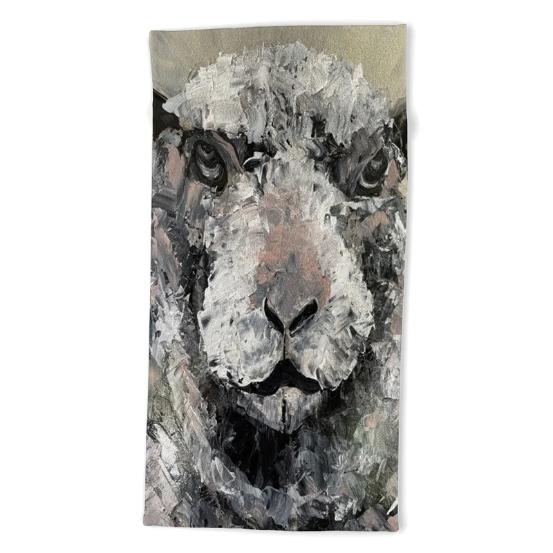 Textured Sheep Portrait Bath Towel