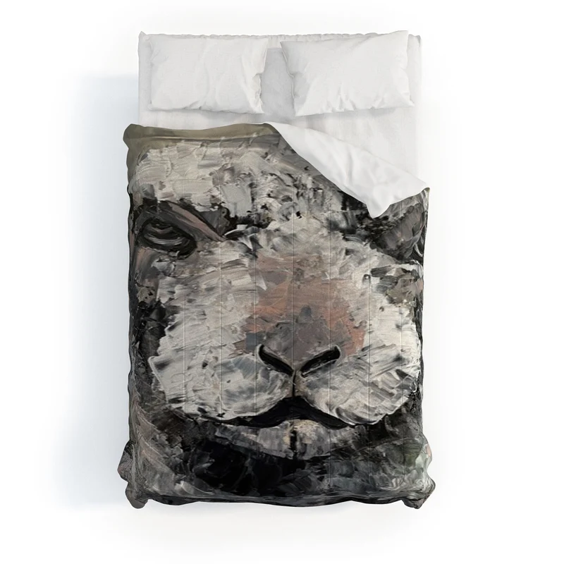 Textured Sheep Portrait Comforter