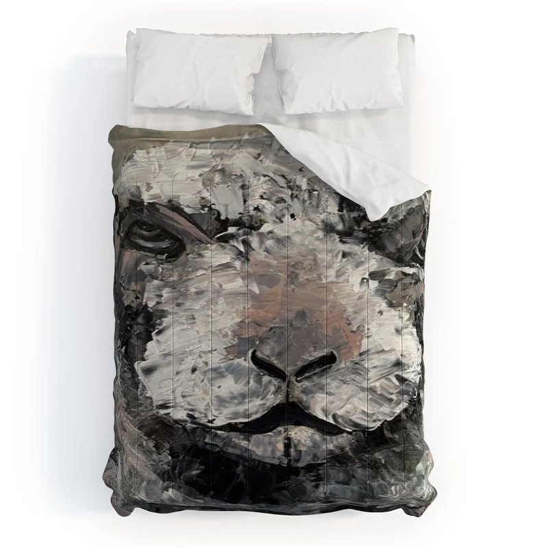 Textured Sheep Portrait Comforter