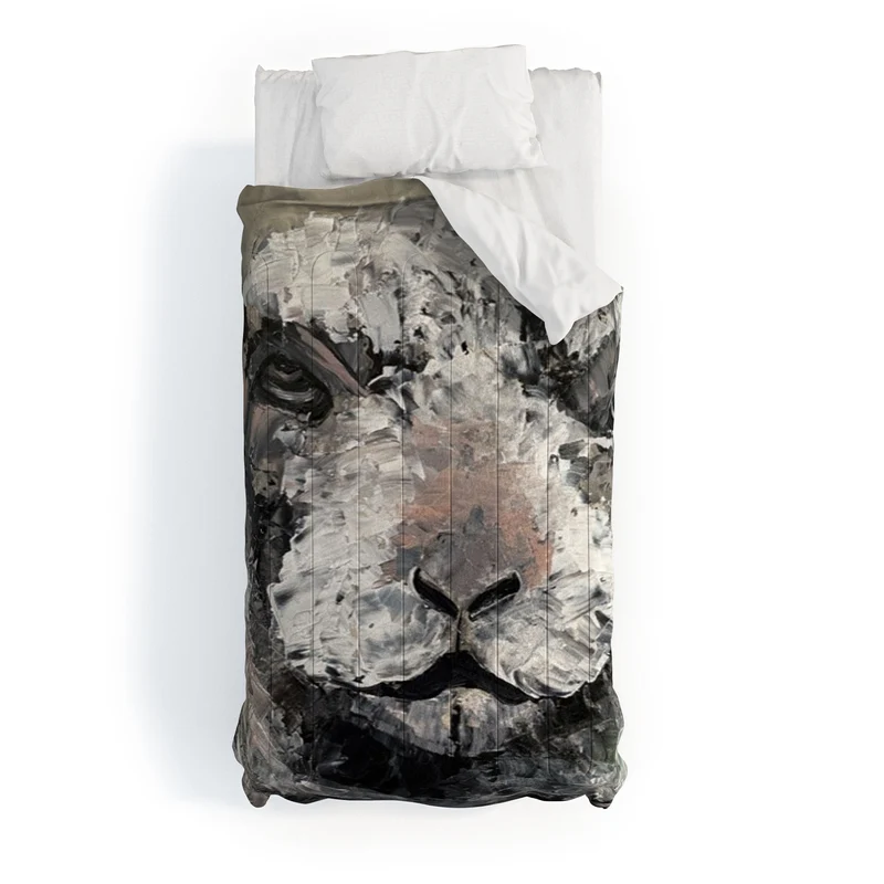 Textured Sheep Portrait Comforter