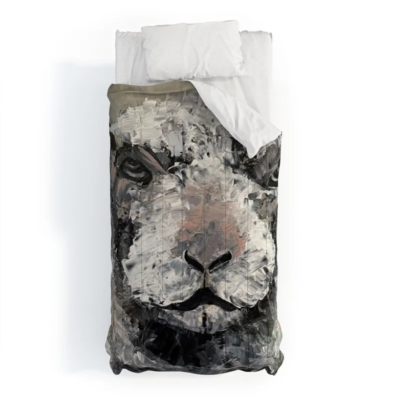 Textured Sheep Portrait Comforter