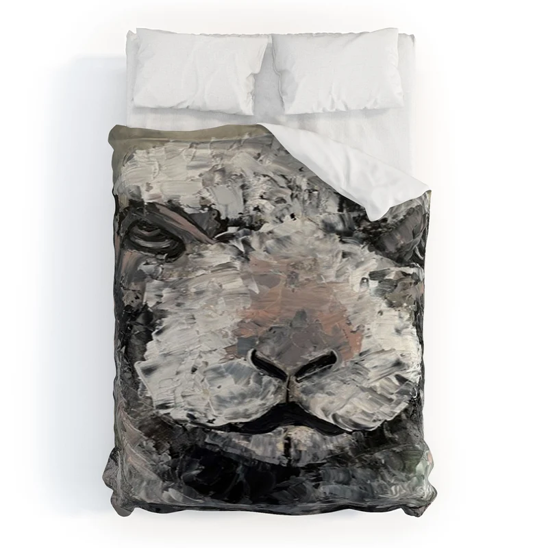 Textured Sheep Portrait Duvet Cover
