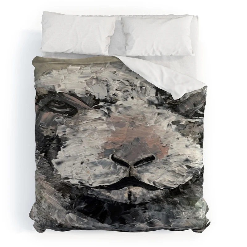 Textured Sheep Portrait Duvet Cover