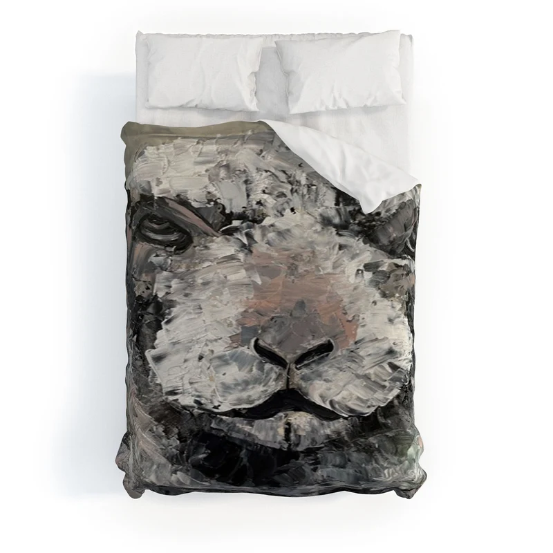 Textured Sheep Portrait Duvet Cover