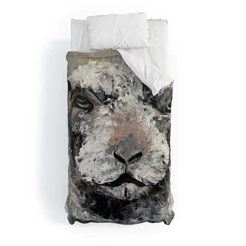 Textured Sheep Portrait Duvet Cover