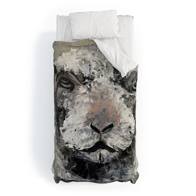 Textured Sheep Portrait Duvet Cover