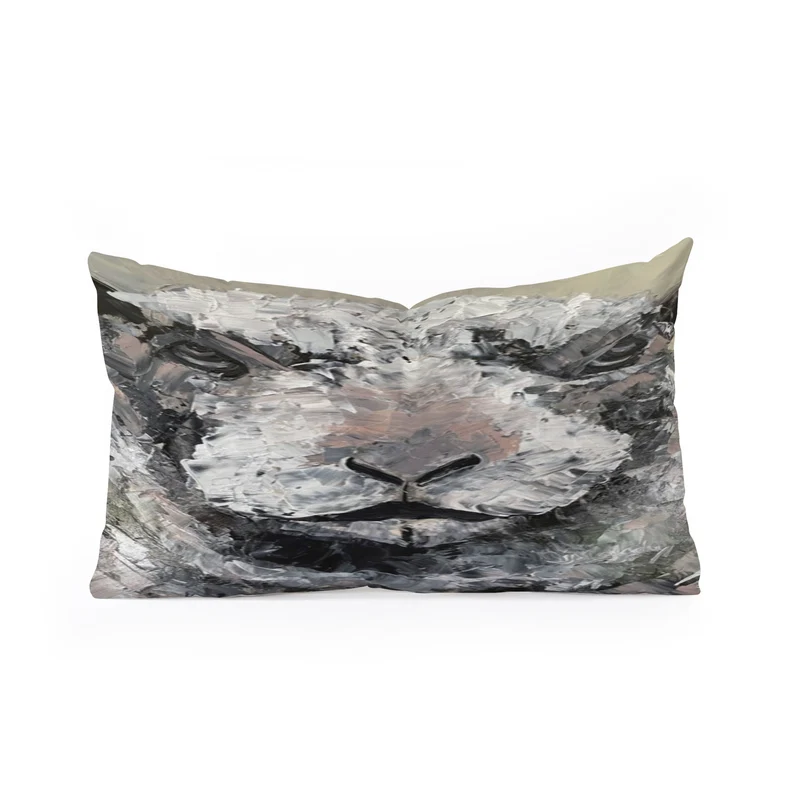 Textured Sheep Portrait Rectangular Pillow
