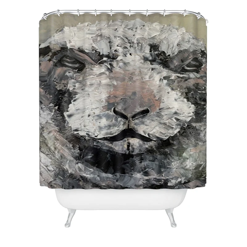 Textured Sheep Portrait Shower Curtain