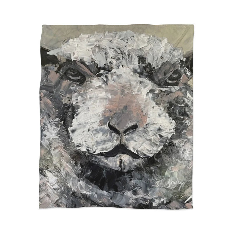 Textured Sheep Portrait Throw Blanket