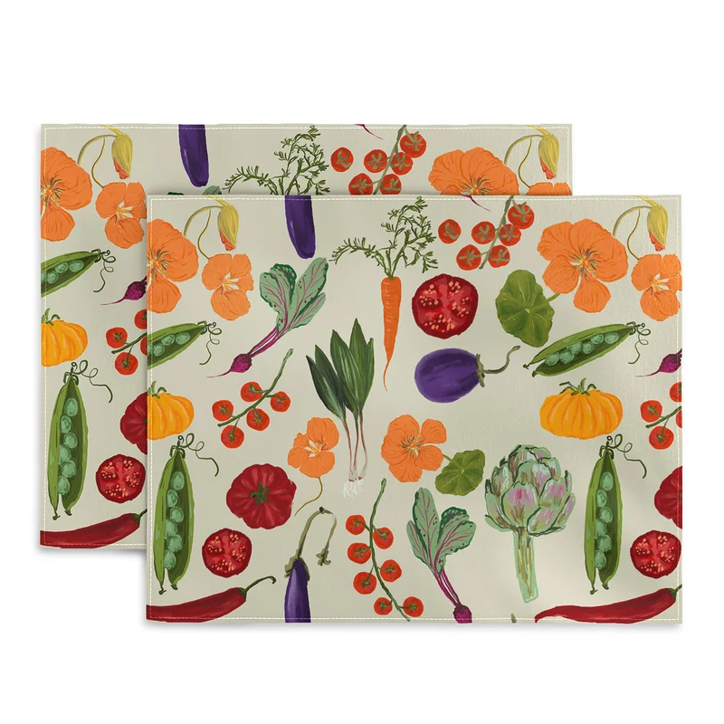 Colorful Garden Vegetables and Nasturtium Flowers Placemat