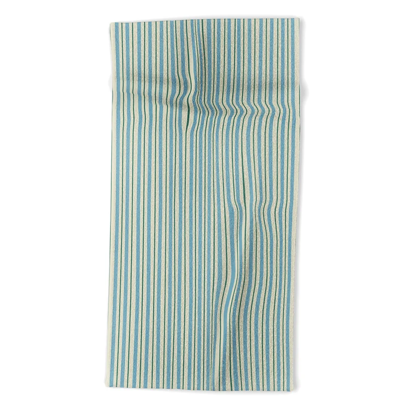 Vintage Blue and Green Vertical Stripes Bath Towel