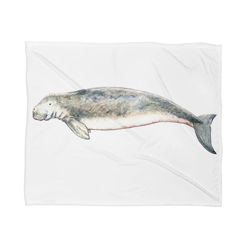 Dugong sea cow Throw Blanket