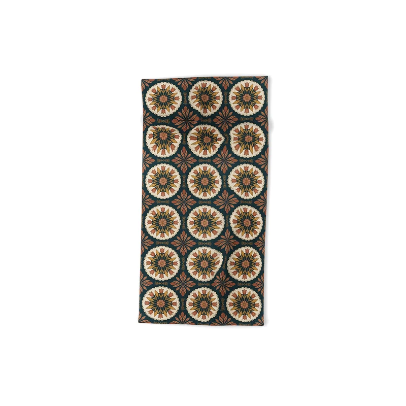Terracotta Boho Floral Geometric Medallion Bath Towel