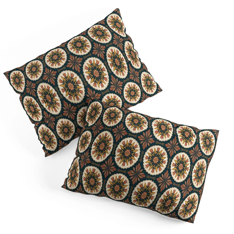 Terracotta Boho Floral Geometric Medallion Pillow Sham