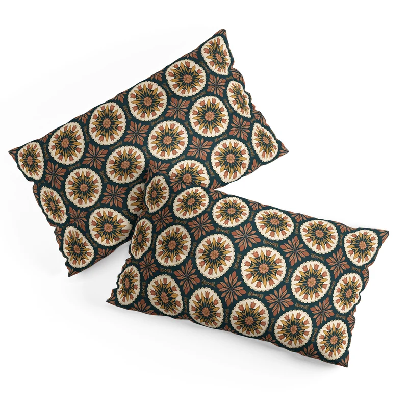 Terracotta Boho Floral Geometric Medallion Pillow Sham