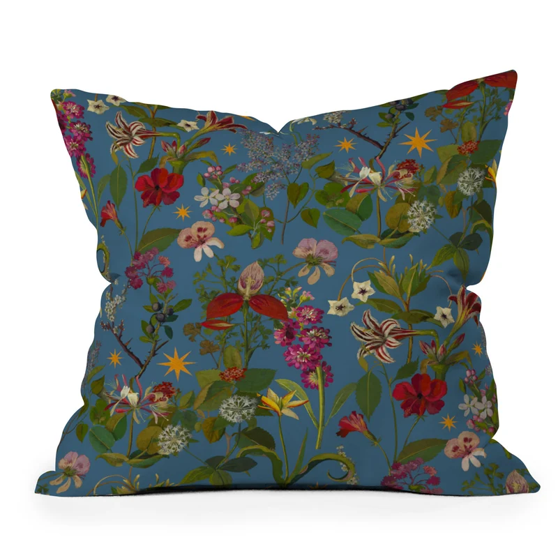Amryllis Star Periwinkle Throw Pillow