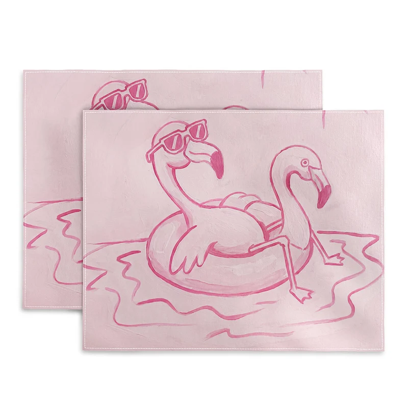 pink flamingo pool party Placemat