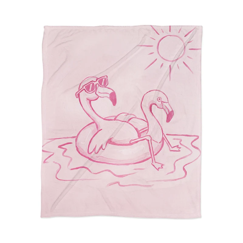 pink flamingo pool party Throw Blanket