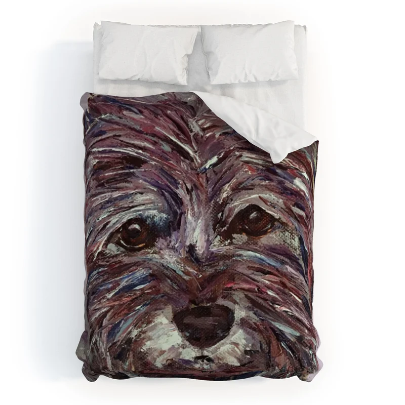 Colorful Canine Portrait Duvet Cover