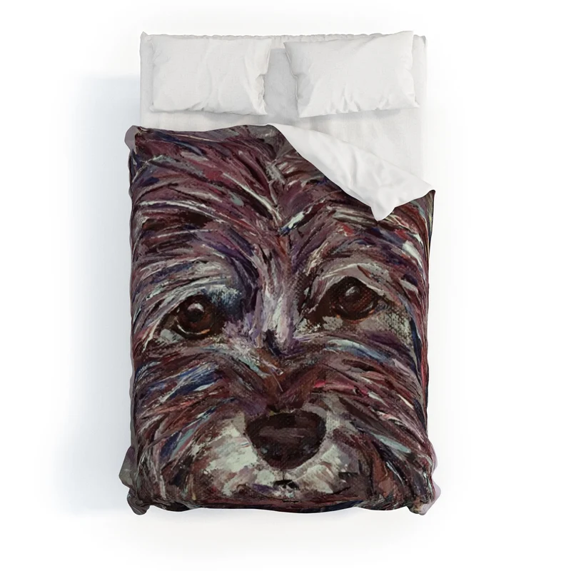 Colorful Canine Portrait Duvet Cover