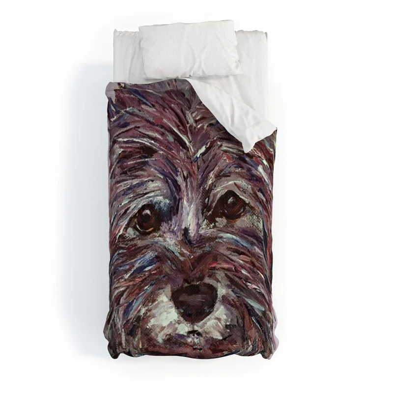 Colorful Canine Portrait Duvet Cover