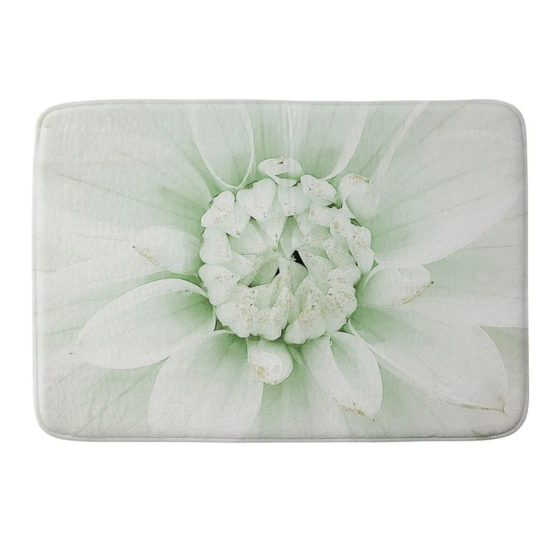 Ethereal dahlia closeup soft sage green botanical art lll Bath Mat