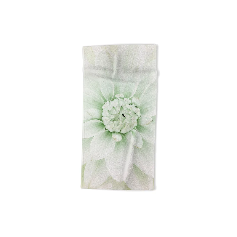 Ethereal dahlia closeup soft sage green botanical art lll Bath Towel