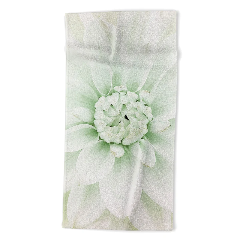 Ethereal dahlia closeup soft sage green botanical art lll Bath Towel