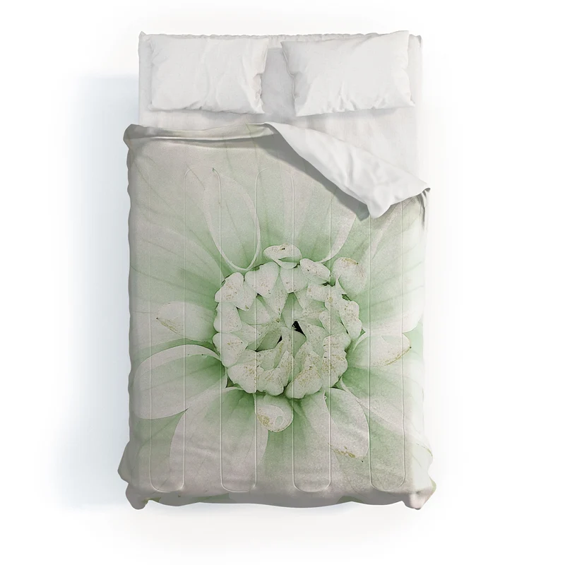Ethereal dahlia closeup soft sage green botanical art lll Comforter