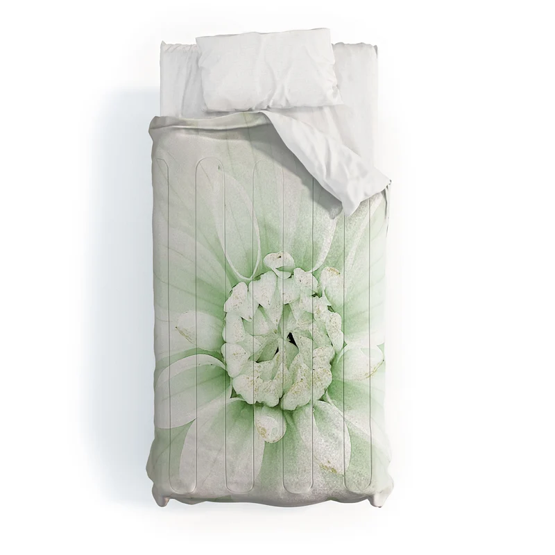 Ethereal dahlia closeup soft sage green botanical art lll Comforter