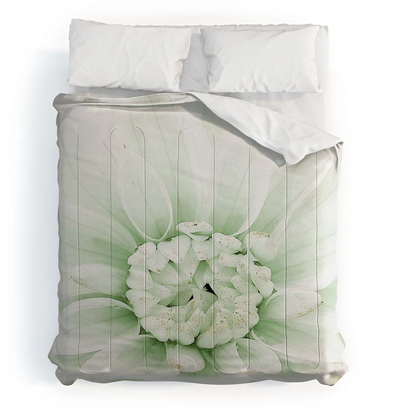 Ethereal dahlia closeup soft sage green botanical art lll Comforter