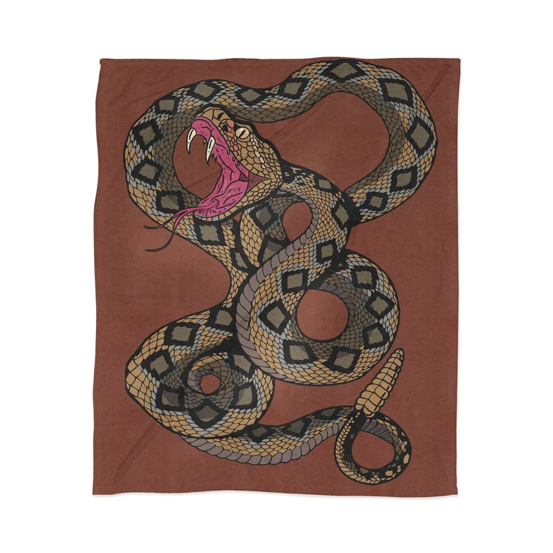 Intricate Snake Illustration Throw Blanket