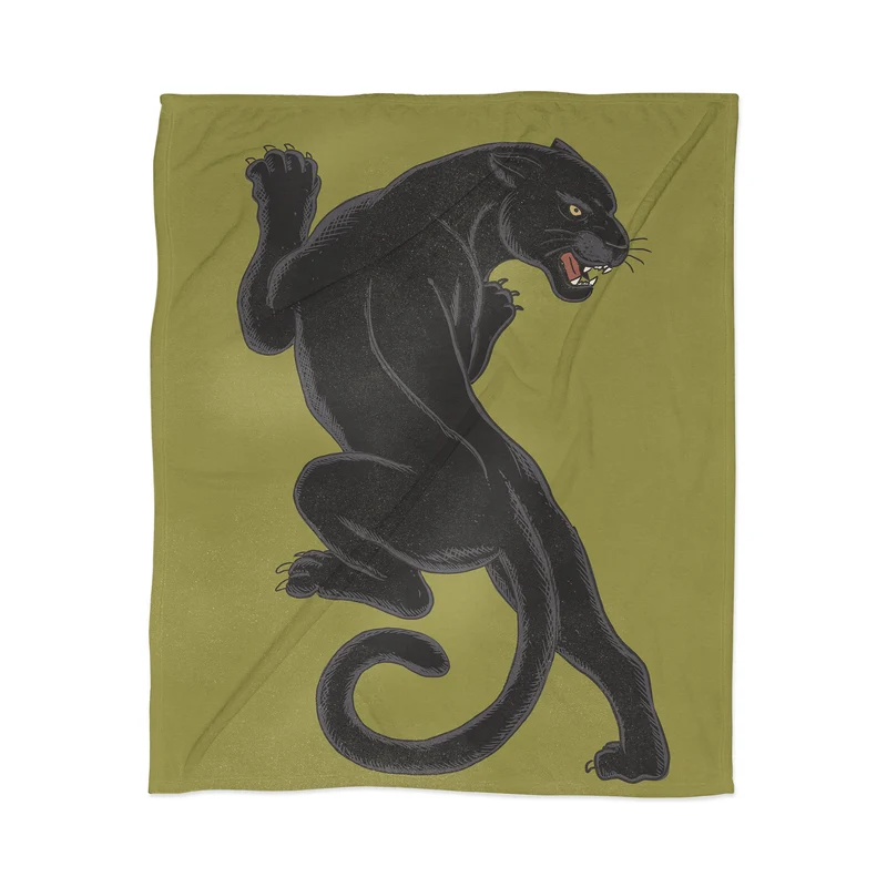 Dynamic Black Panther Illustration Throw Blanket
