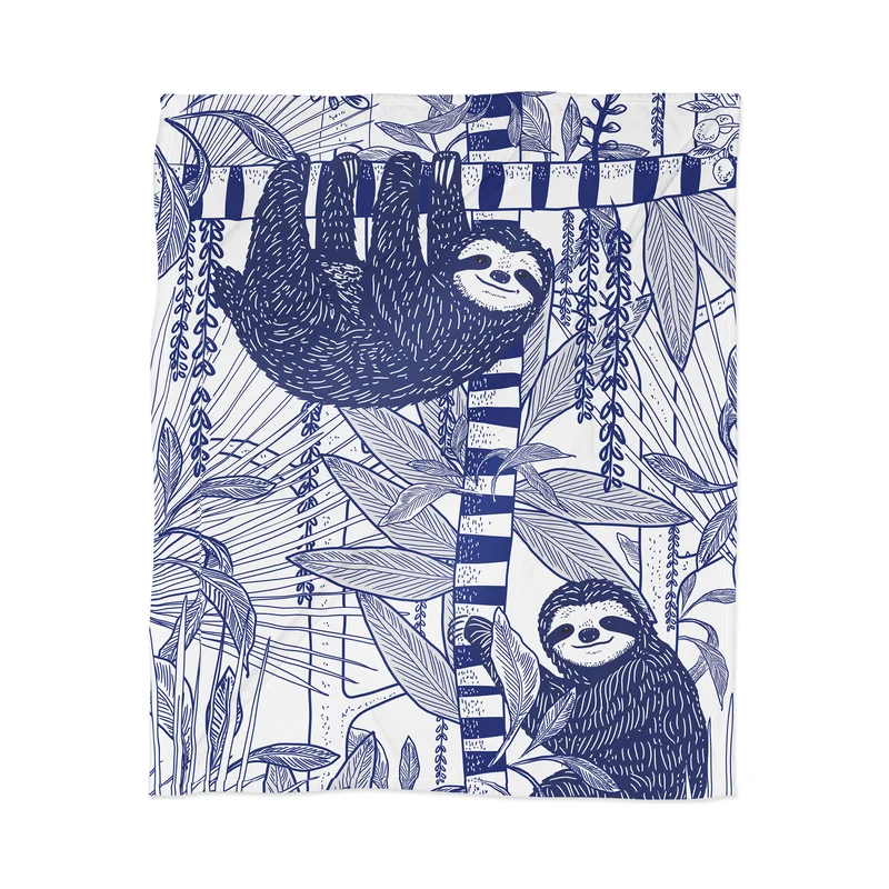 Playful Sloths in the Jungle Throw Blanket