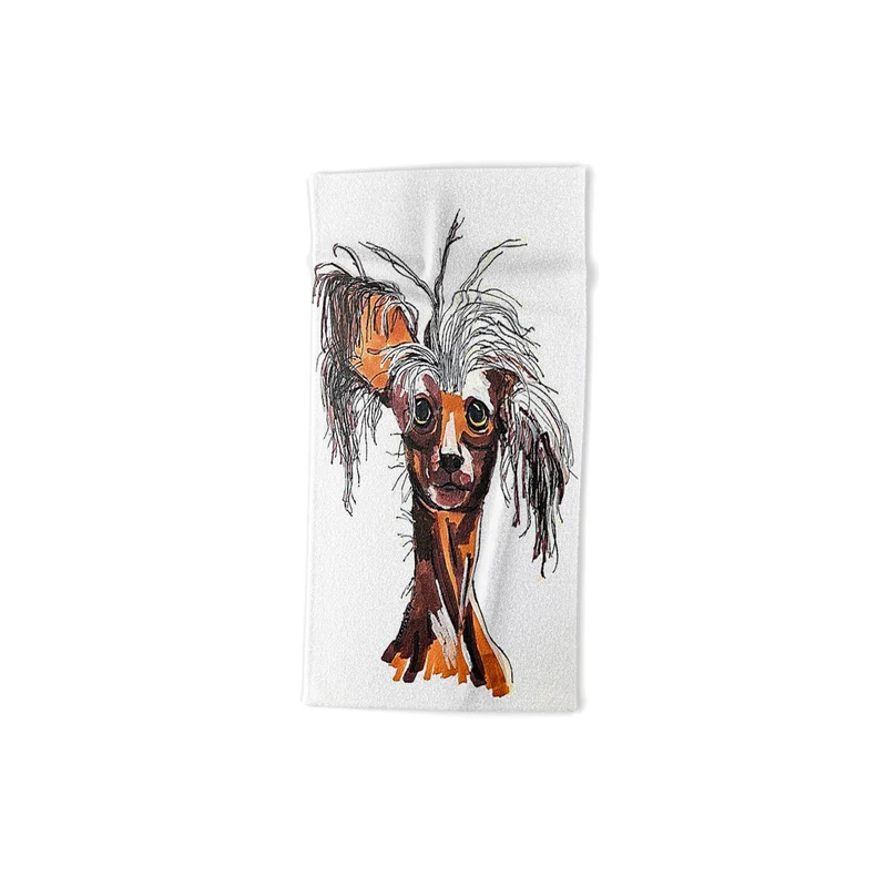 Whimsical Canine Portrait Bath Towel