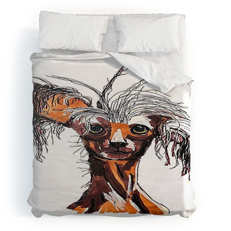 Whimsical Canine Portrait Duvet Cover