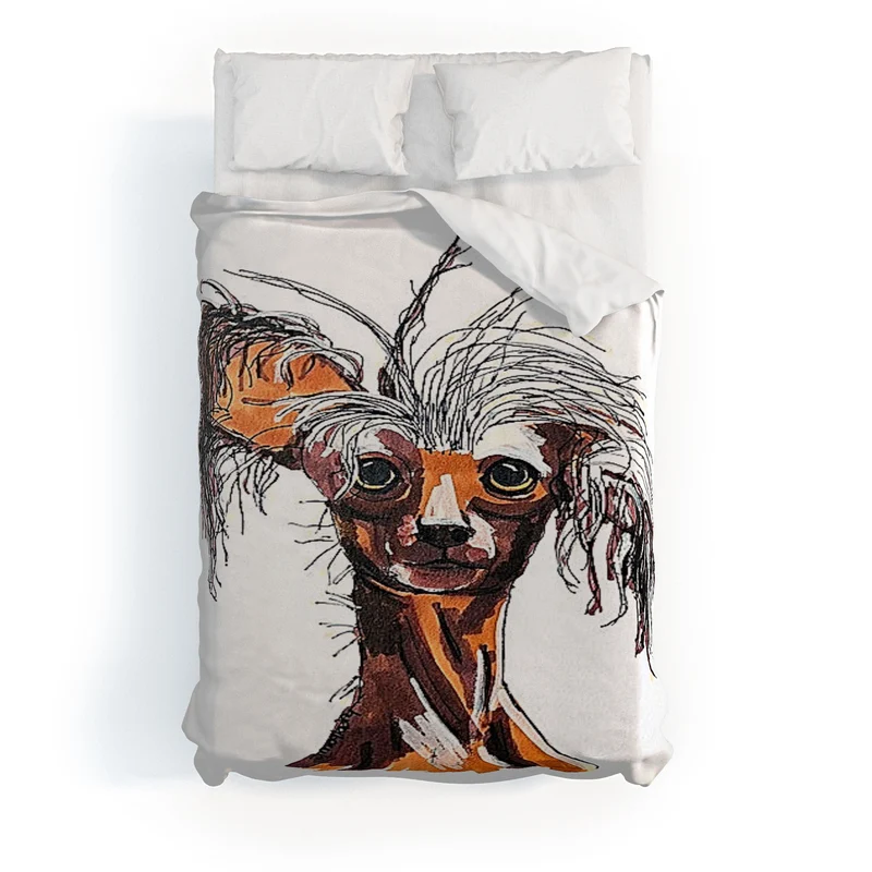 Whimsical Canine Portrait Duvet Cover
