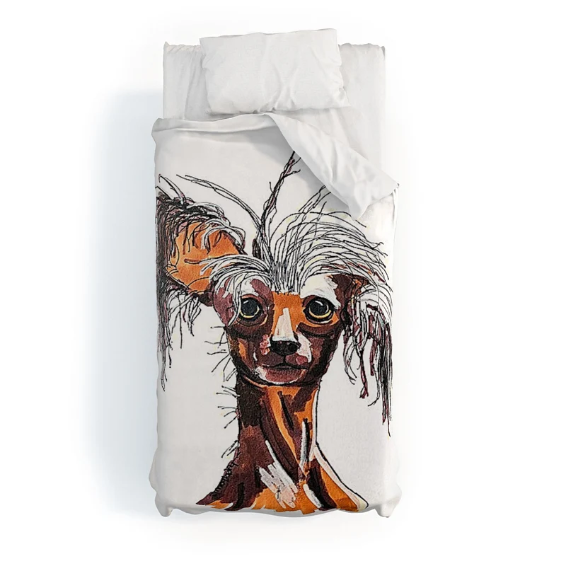Whimsical Canine Portrait Duvet Cover